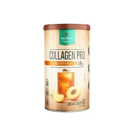 Nutrify Collagen Pro - Colágeno Hidrolisado com Proteína - Sem Açúcar - Sabor Chá Mate com Pêssego - 450g